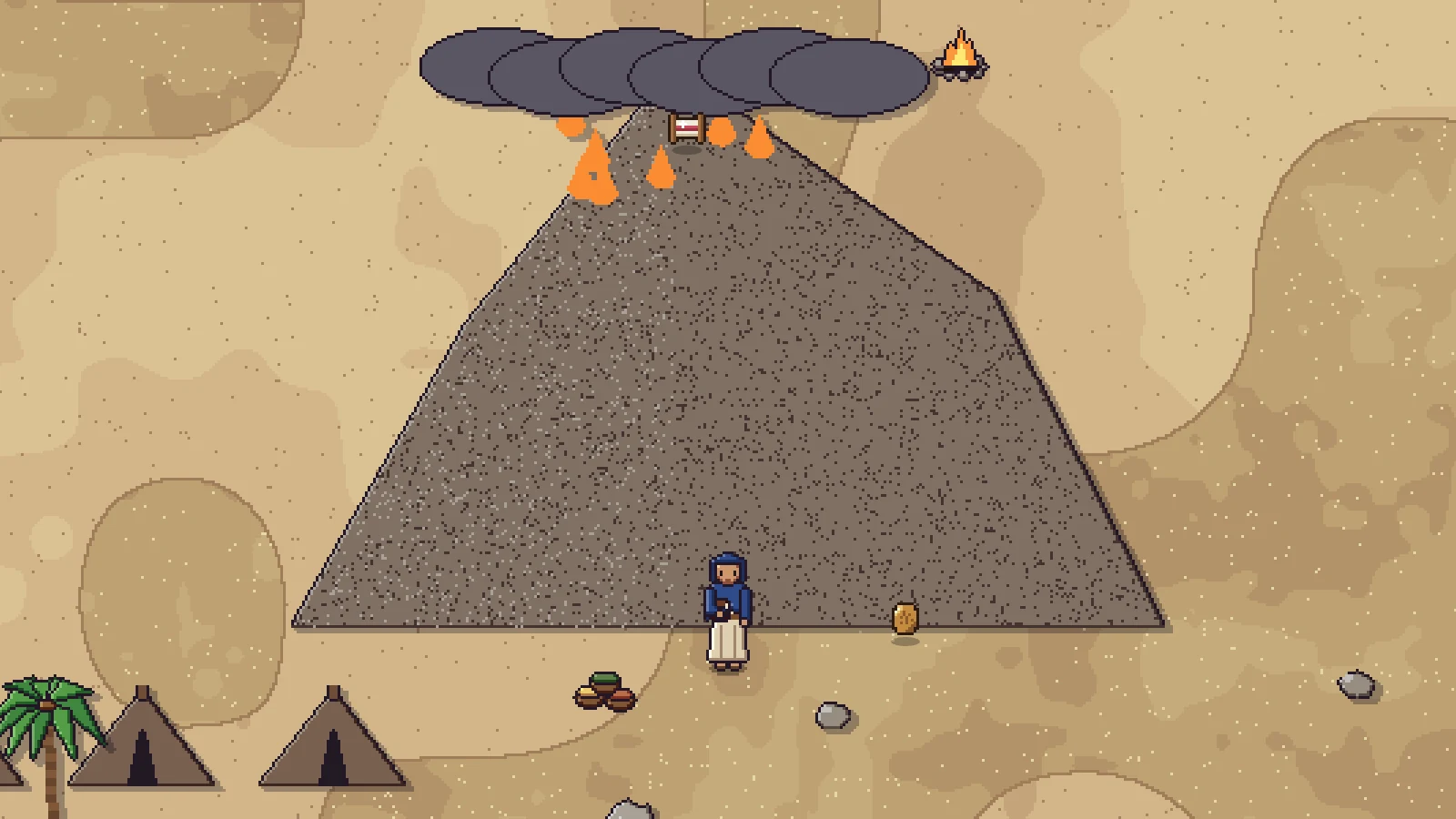 Mount Sinai in fire and cloud above the tents of Israel