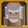 Pixel-art portrait of an elder